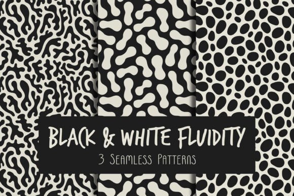 Black White Fluidity Seamless Patterns