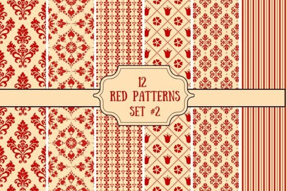 Bold Vibrant 12 Seamless Red Patterns