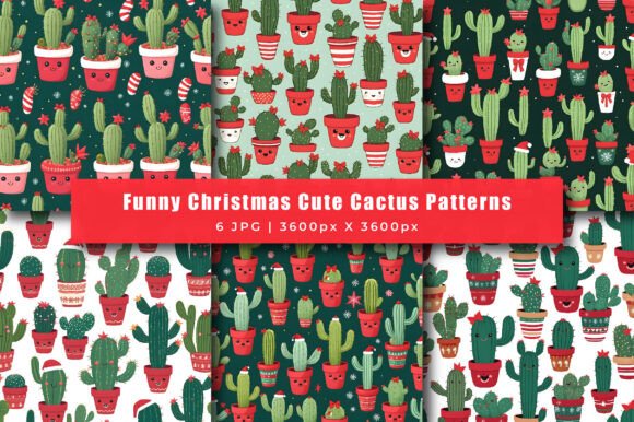 Christmas Cute Cactus Patterns: The Quirky Holiday Twist for Your Next Project