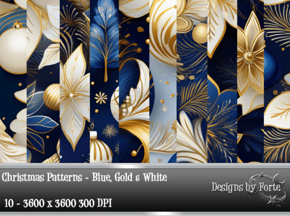 Christmas Patterns - Blue, Gold White: Elevating Your Holiday Creativity with AI-Generated Textures