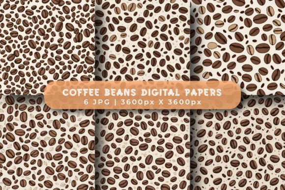 Coffee Beans Digital Paper Patterns for Creative Projects
