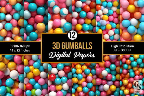 Colorful 3D Gumballs Seamless Patterns: A Creative Resource for Digital Designers