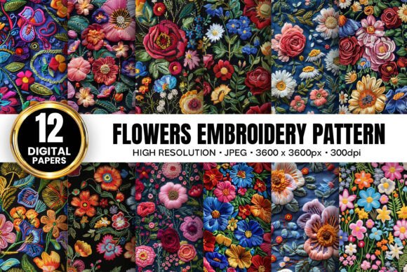 Flowers Embroidery Seamless Patterns: A Comprehensive Guide to Digital Paper for Creative Projects