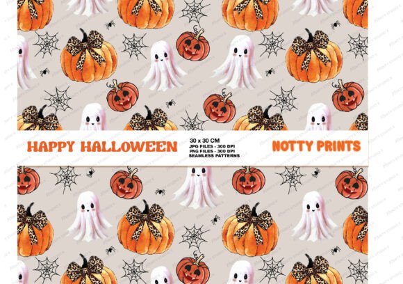 Halloween Seamless Patterns, Cute Ghost