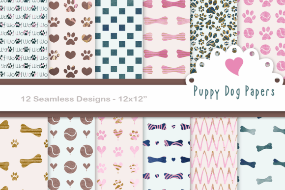 Puppy Seamless Paper Patterns for Creative Projects