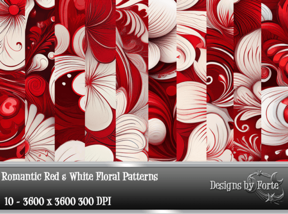 Romantic Red White Floral Patterns