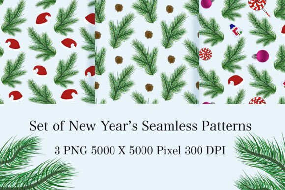 Set of New Year s Seamless Patterns