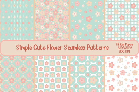 Simple Cute Flower Seamless Patterns