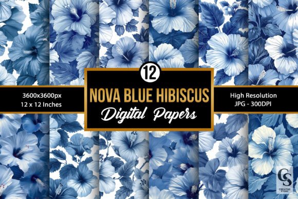 Tropical Blue Hibiscus Flower Patterns for Creatives