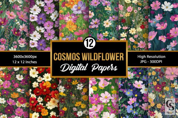 Unleash Creativity with Cosmos Wildflowers Seamless Patterns