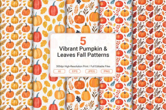 Vibrant Pumpkin Leaves Fall Patterns