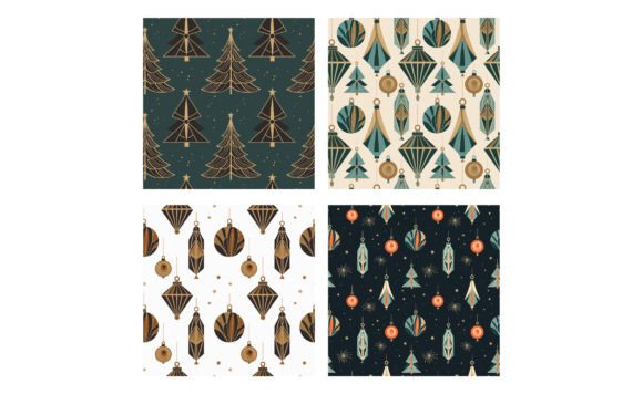 Winter Seamless Patterns with Tree Toys